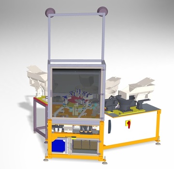 Jednoúčelový dvousegmentový automat je určen pro montáž dvou různých typů konektorů současně.
