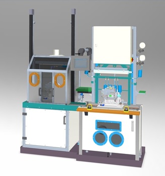 Jednoúčelový stroj je určen pro testování palivových hadic tlakem.